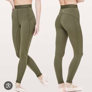 lululemon principal dancer armory green leggings size 6